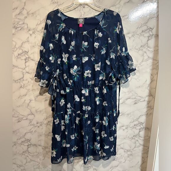 Vince Camuto Flowered Tie Sleeved
Chiffon Dress Size 14 - Picture 1 of 6